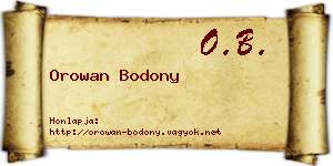 Orowan Bodony névjegykártya